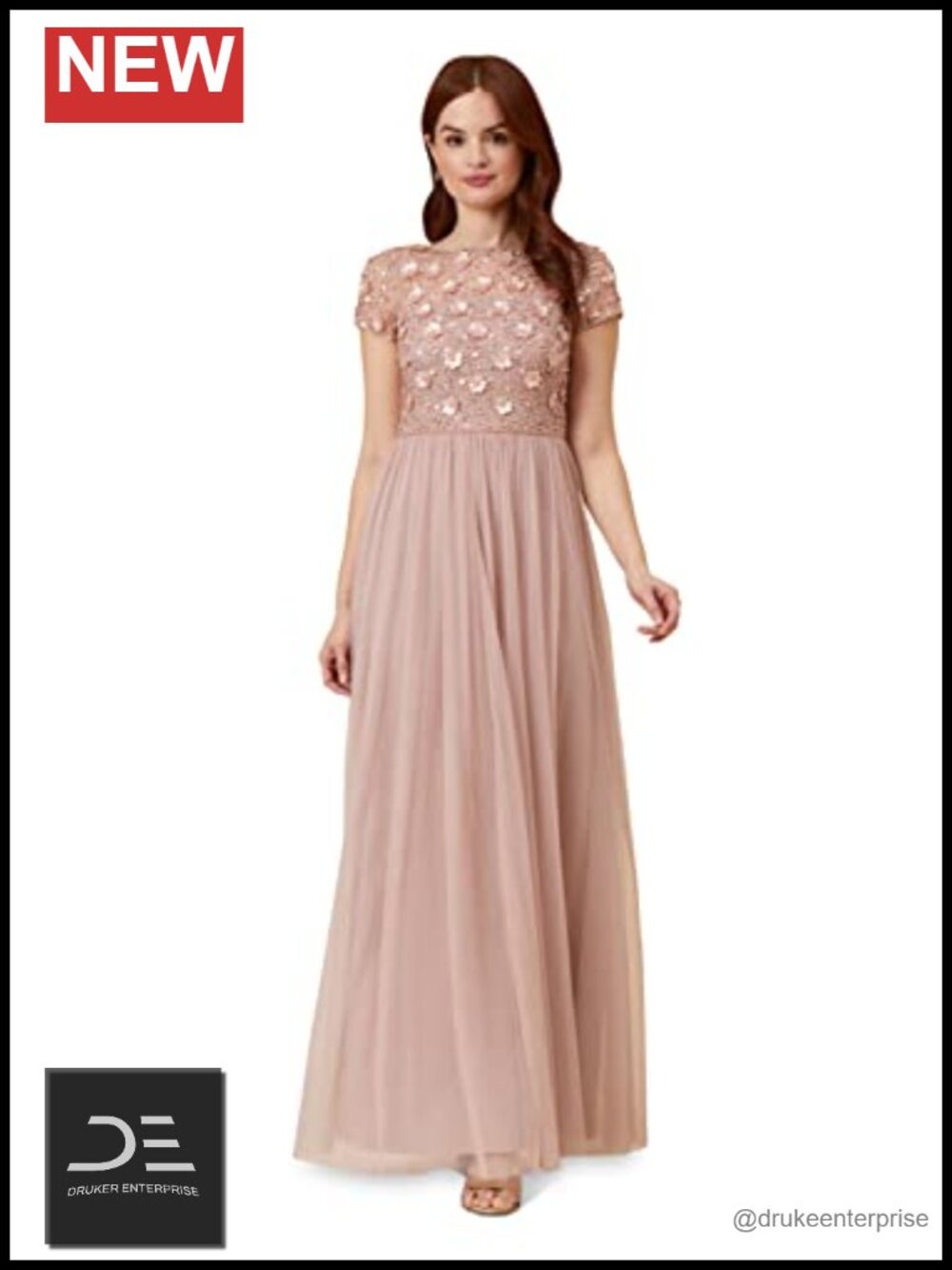Women's Floral Beaded Top with Tulle